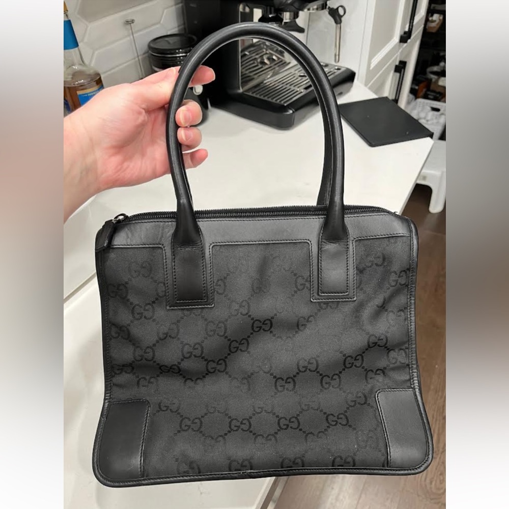 GUCCI Black GG Fabric Satchel Bag 100% authentic